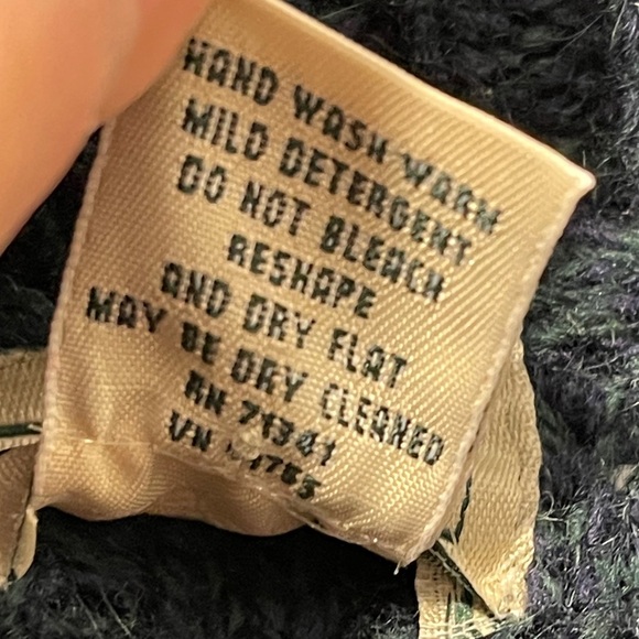 L.L. Bean Irish Wool Fisherman Sweater Cable Knit Cardigan Dark Teal 502136 - Picture 3 of 6